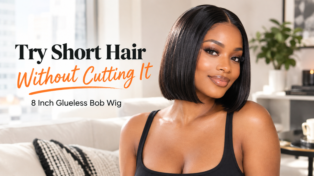 Ocean Hair 8 inch glueless bob wig in natural black