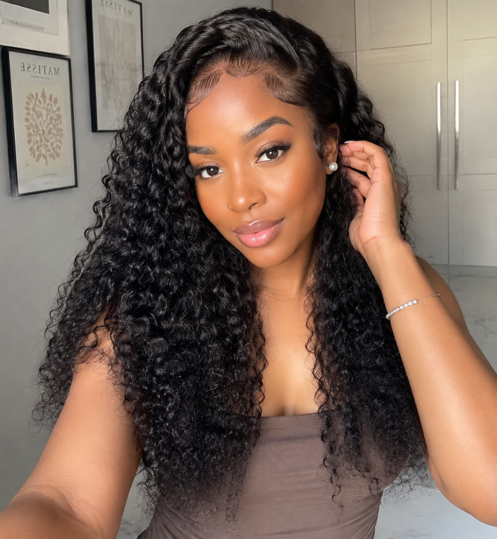 Ocean Hair 13x4 Lace Front Water Wave Bob Wig 1B Black Color Hair Wig