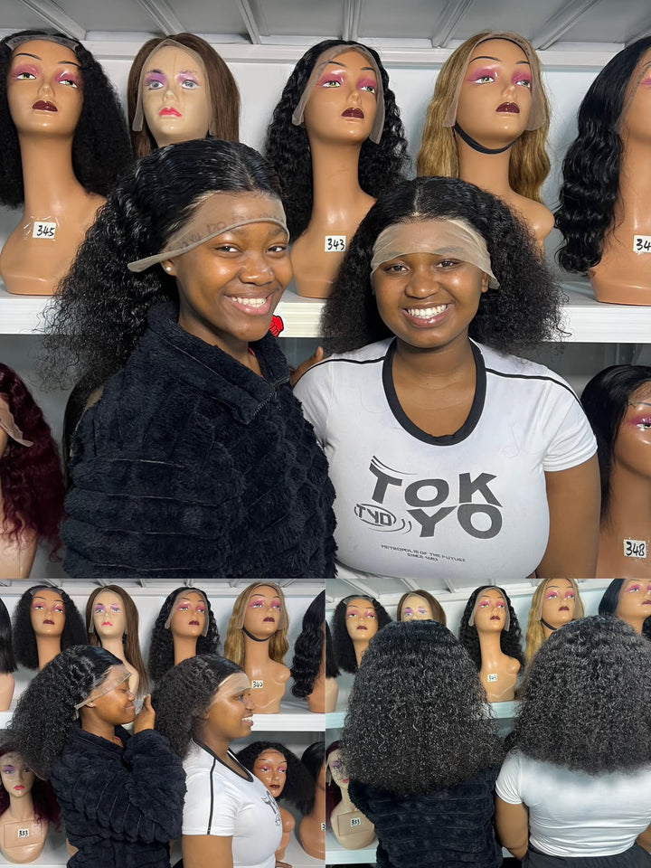 Ocean Hair Burmese Curl 13x4 Glueless Wig Natural Black Color DD 16 Inch
