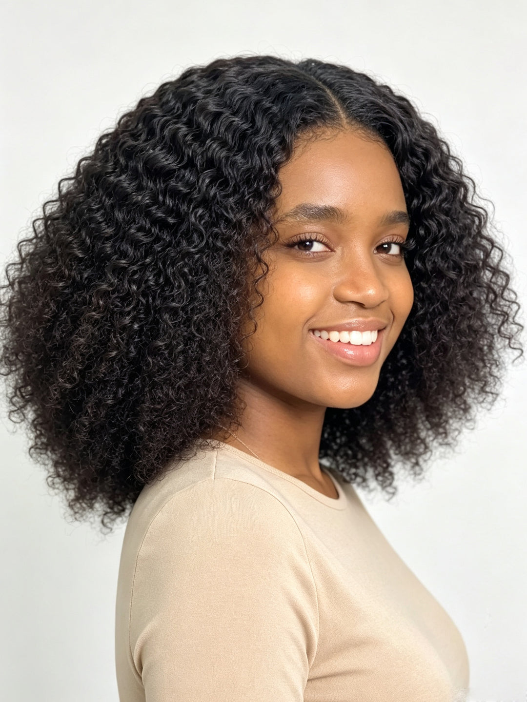 Ocean Hair Natural Black Jerry Curl 13x4 Lace Front SDD 14 Inch Wig