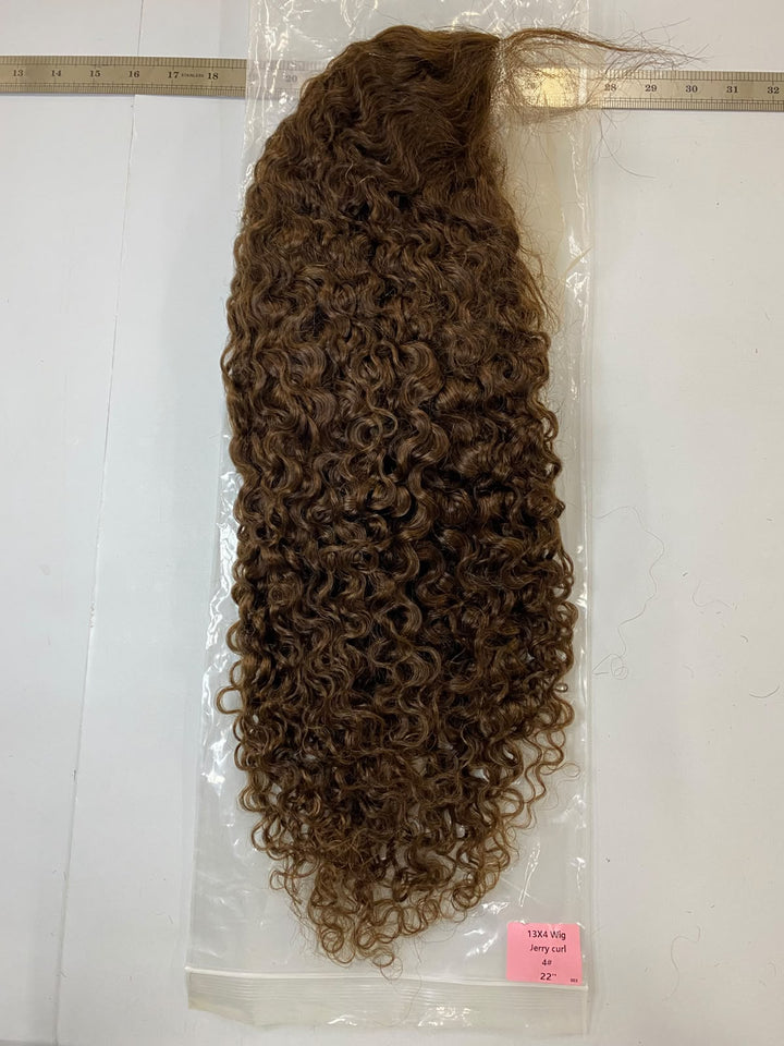 Ocean Hair 13x4 Lace Front Jerry Curl Bob Wig Color 4 Brown Long Hair Wig