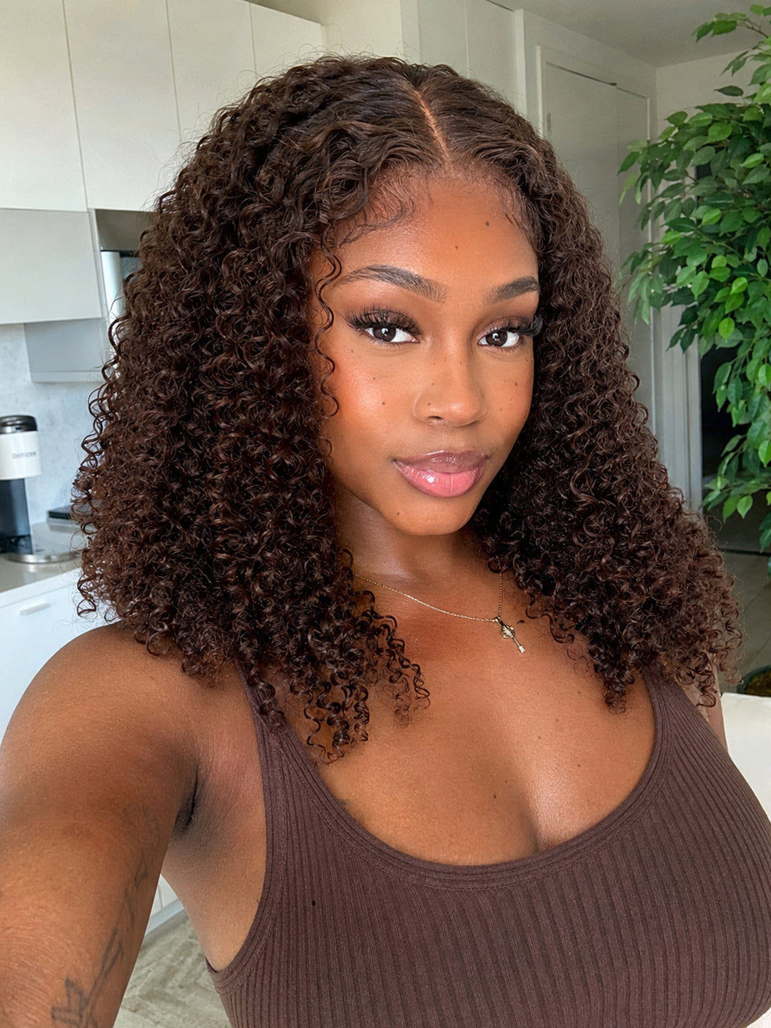 Ocean Hair 13x4 Lace Front Jerry Curl Bob Wig Color 4 Brown Long Hair Wig