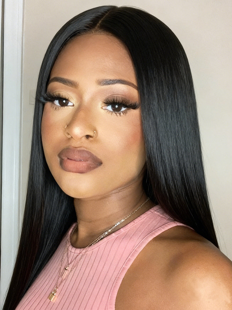 Ocean Hair Single Donor Hair Straight 13x4 Lace Frontal Black Wig 24 Inch