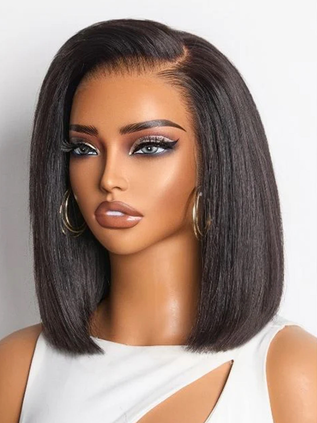 Ocean Hair Straight Bob Lace Front Wig 13x4 Black Brown Double Drawn 12 Inch