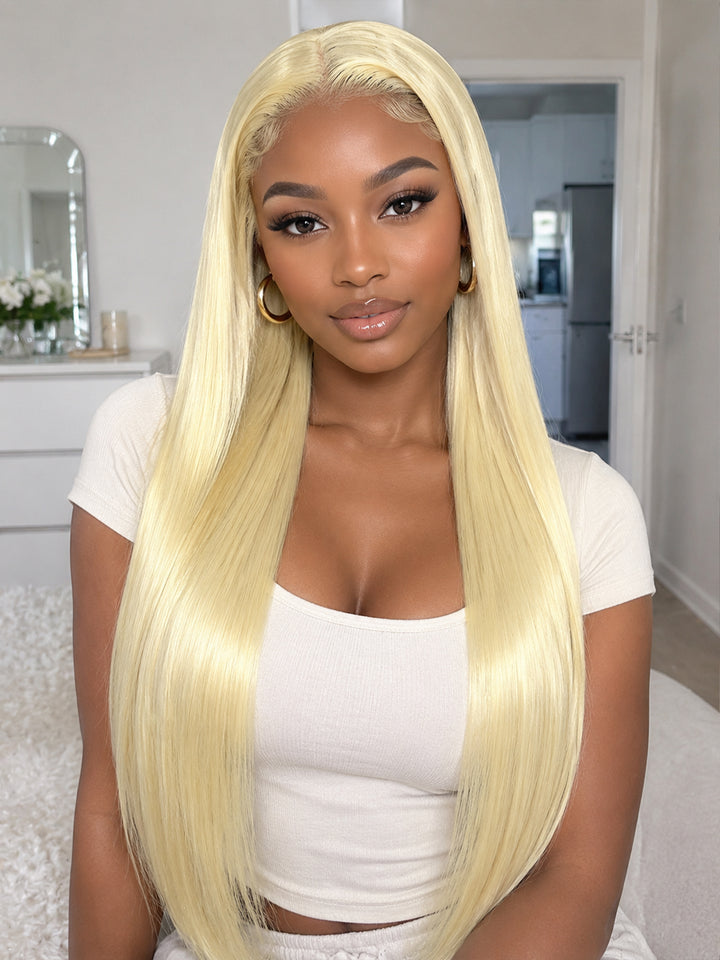 Ocean Hair Straight Lace Front Wig 13x4 Blonde Color 24 Inch Silky Hair