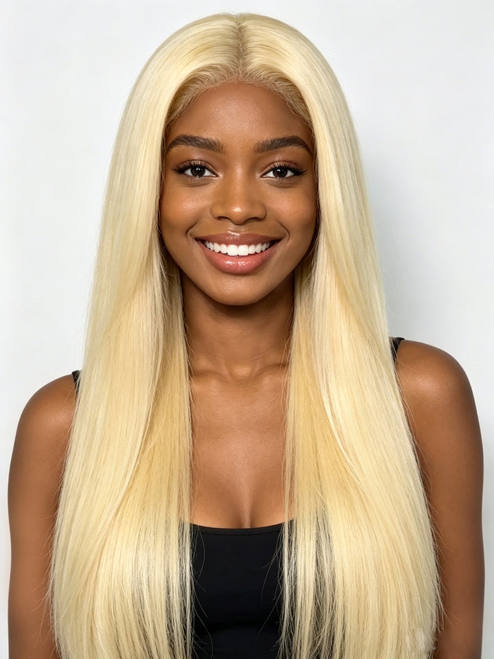 Ocean Hair Straight Lace Front Wig 13x4 Blonde Color 24 Inch Silky Hair
