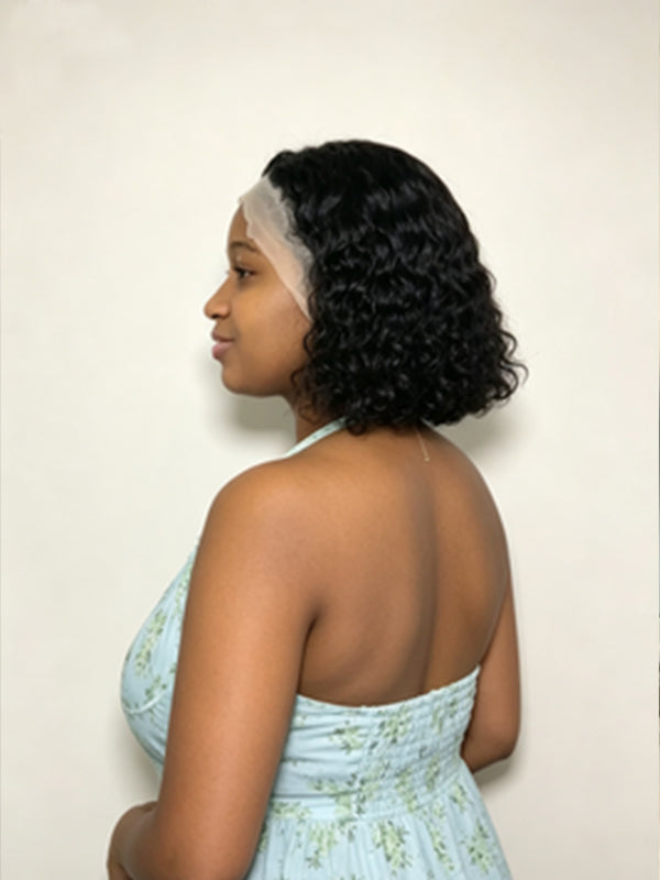 Ocean Hair Cute Water Wave Bob Lace Front Wig 13x4 Double Drawn 8 Inch
