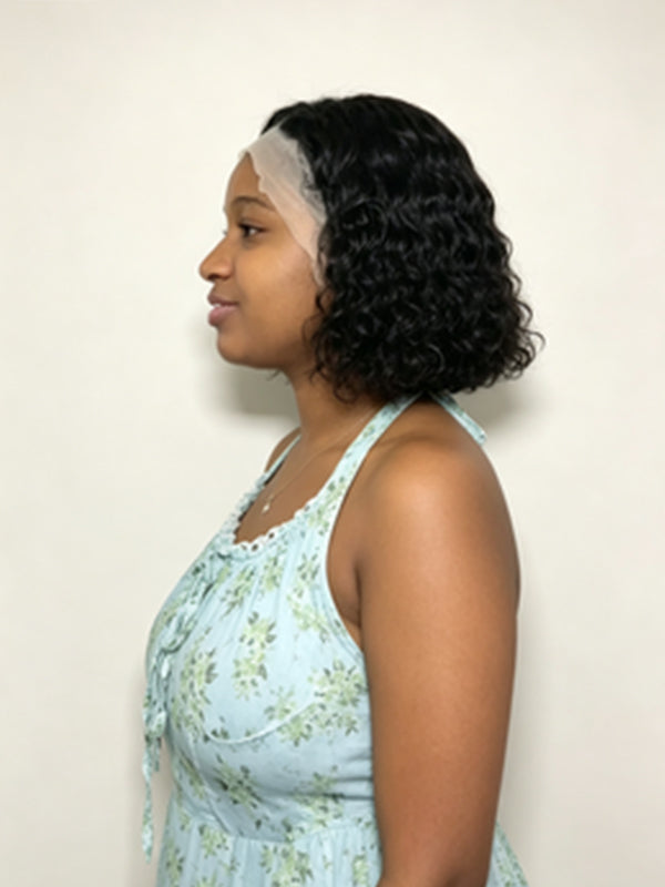 Ocean Hair Cute Water Wave Bob Lace Front Wig 13x4 Double Drawn 8 Inch