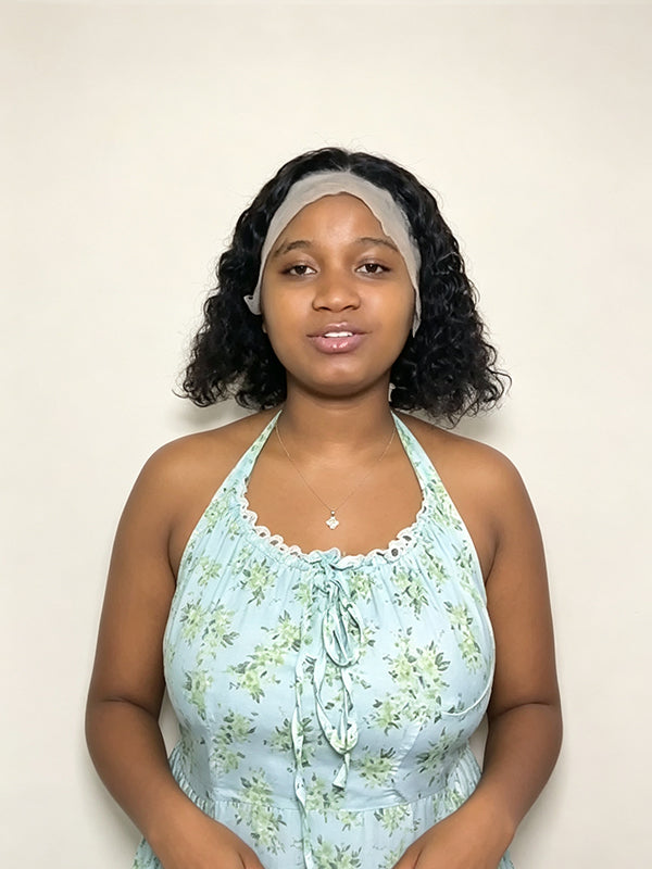 Ocean Hair Cute Water Wave Bob Lace Front Wig 13x4 Double Drawn 8 Inch
