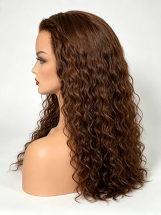 Ocean Hair Water Wave Lace Front Wig 13x4 Brown Color 20-30 Inch Human Hair