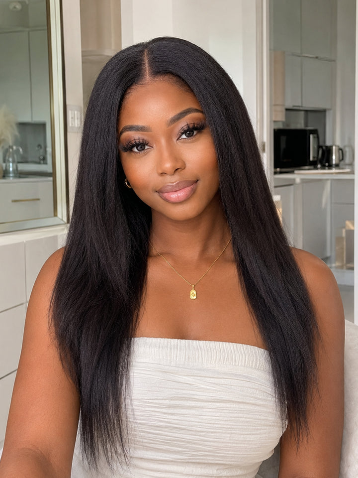 Ocean Hair Special Yaki Straight Lace Front Wig 13x4 Black Color 22 Inch