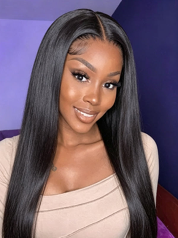 Special | Ocean Hair Natural Texture Yaki Straight Lace Front Wig 13x4 22 Inch Natural Black