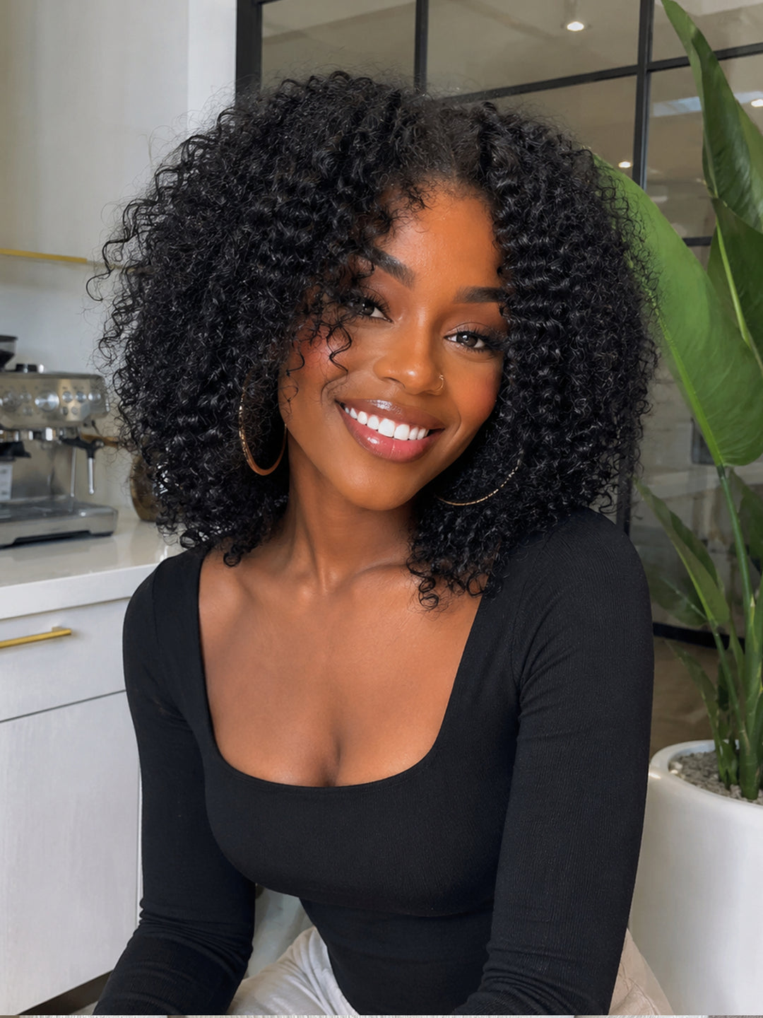 Ocean Hair Burmese Curl 13x4 Glueless Wig Natural Black Color DD 16 Inch