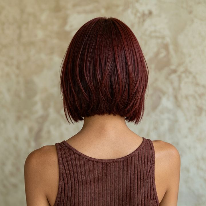 13x4 Bob Straight Human Hair Wig 99J Burgundy Color Lace Front Wig 8-16 Inches