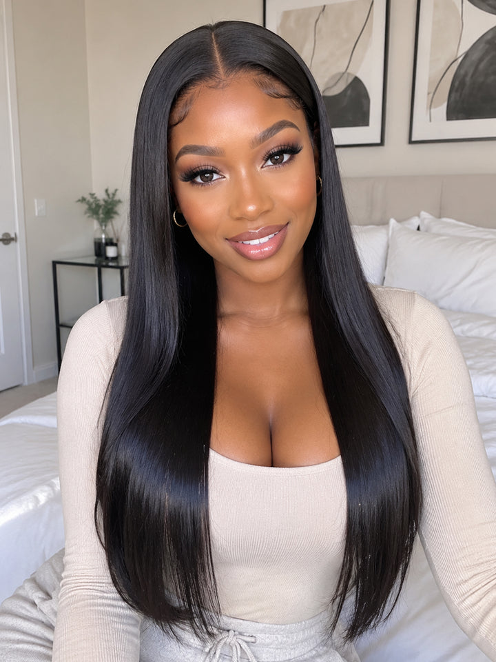 Ocean Hair Long Straight Lace Front Wig 13x4 Black 20-28 Inch