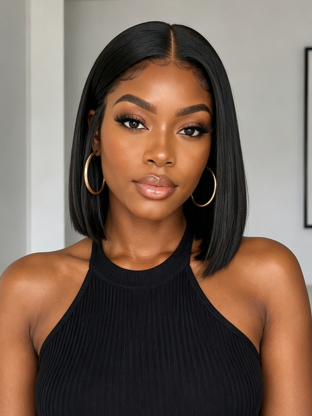 Ocean Hair SDD 4x4 Glueless Wig Straight Natural Black Bob 8 to 16 Inch