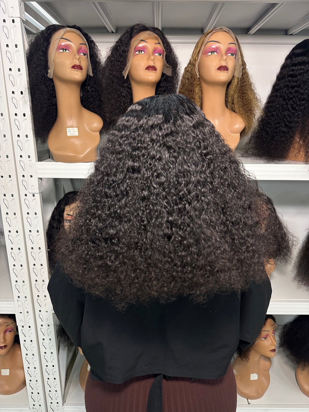 13x4 Baby Curl Lace Front Wig Super Double Drawn Human Hair Natural Black 