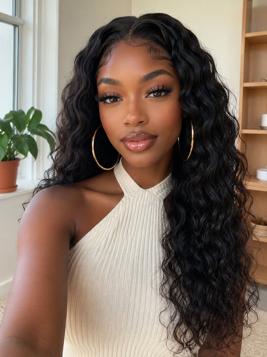 Ocean Hair Special Deep Curl 13x4 Lace Front Wig Black Color 22 Inch