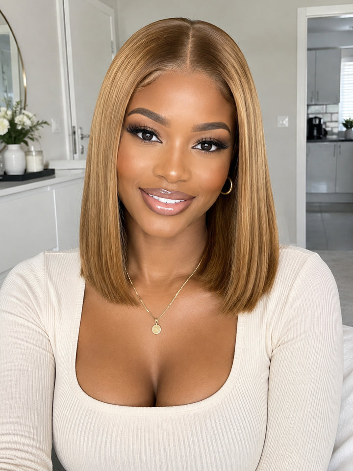 Ocean Hair Special DD Straight Bob 13x4 Lace Front Wig Brown Color Wig