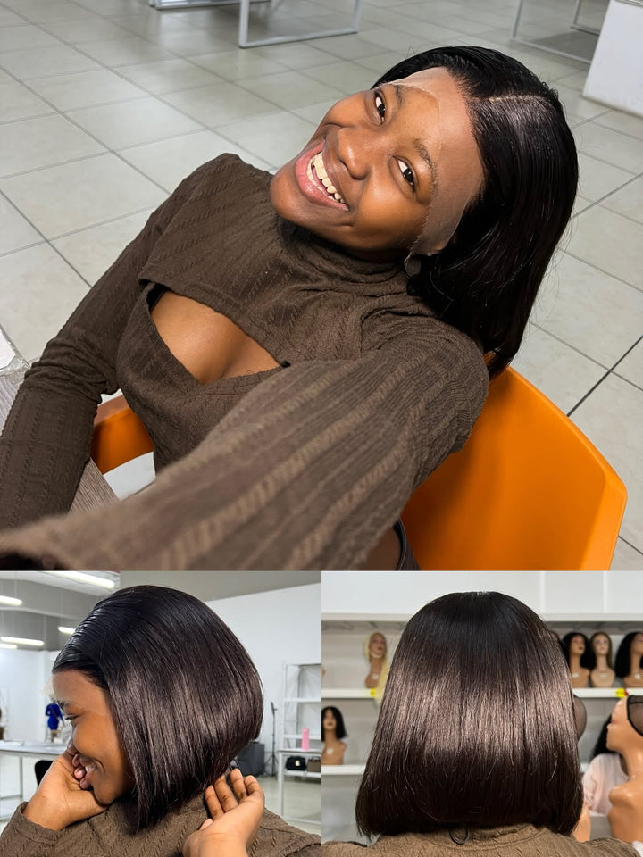 Ocean Hair Bob 13x4 1B HD Lace SDD Raw Human Hair Wig 10-12 Inch