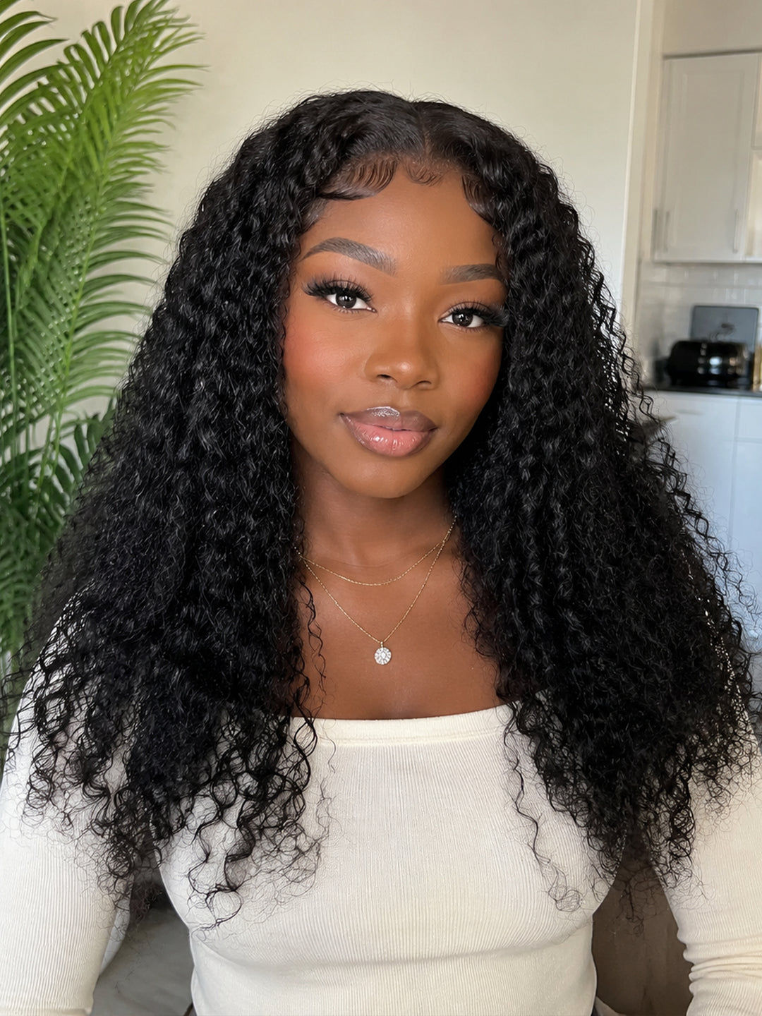 Ocean Hair 13x4 Lace Front Jerry Curl Wig #1B Natural Black