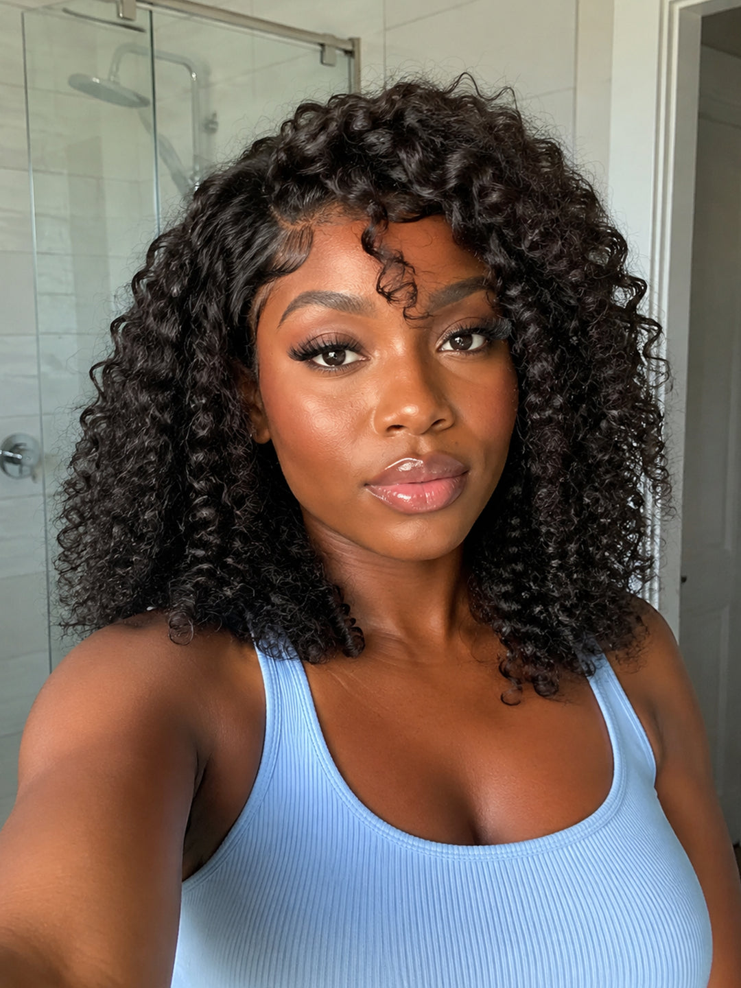 Ocean Hair Natural Black Jerry Curl Wig 13x4 SDD 14 Inch