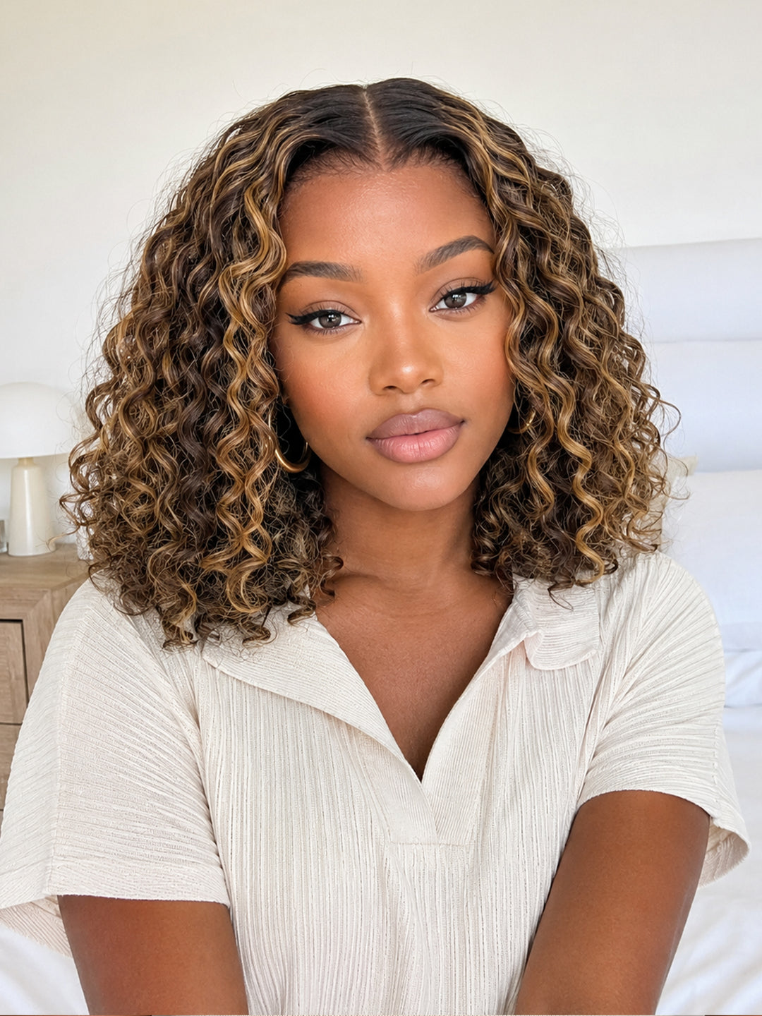 Ocean Hair 13x4 Lace Front Jerry Curl Bob Wig Brown Piano Color Hair