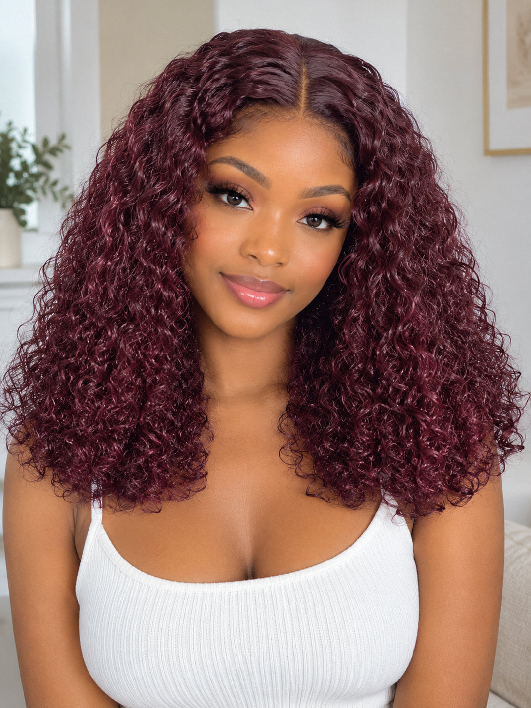 Ocean Hair 13x4 Lace Front Jerry Curl Bob Wig 99J Color 14 and 16 Inch