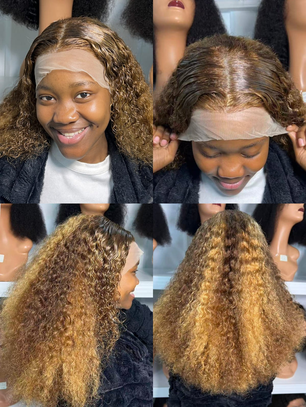 Ocean Hair Pixie Curl 13x4 SDD Wig Piano Brown Blonde 20 Inch