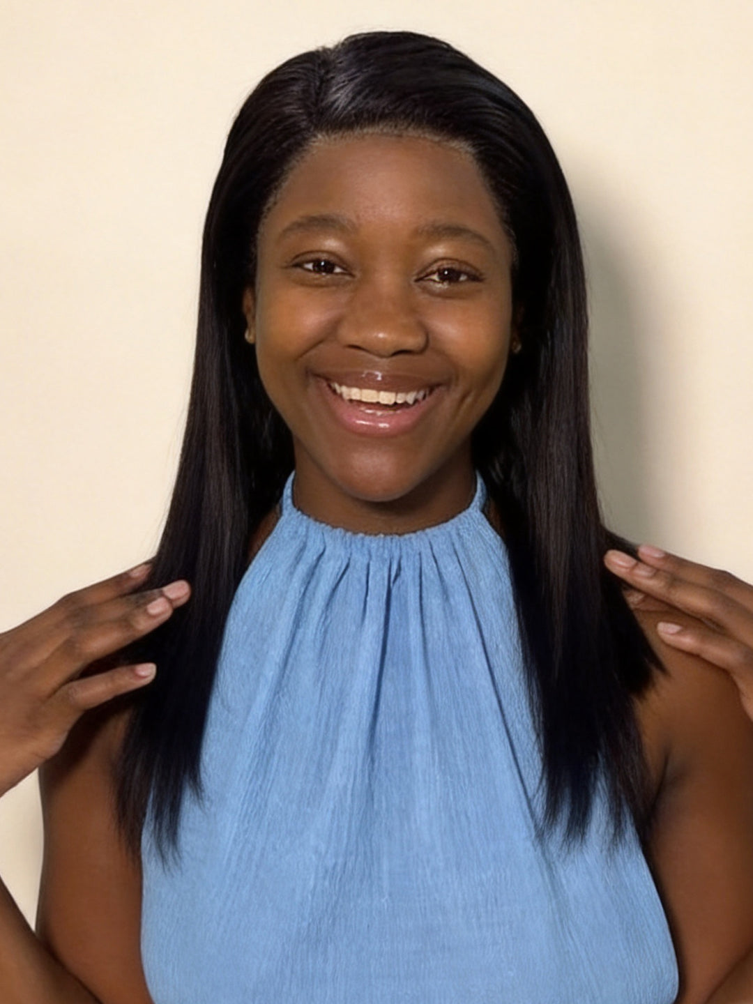 Ocean Hair Black Straight Bob 13x4 Lace Front Wig Double Drawn 10-14 Inch