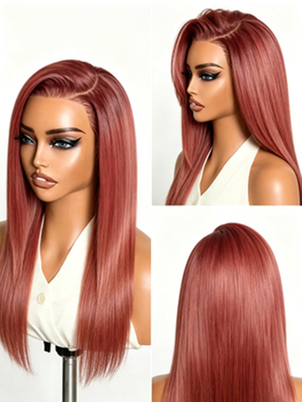 Ocean Hair Straight Lace Front Wig 13x4 Pink Lindy Color 22 Inch