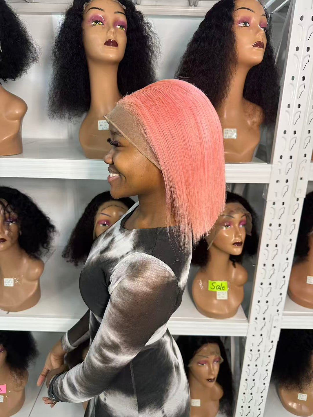 Ocean Hair 13x4 DD Straight Bob Wig Pink Color 8/10 Inch Double Drawn Hair