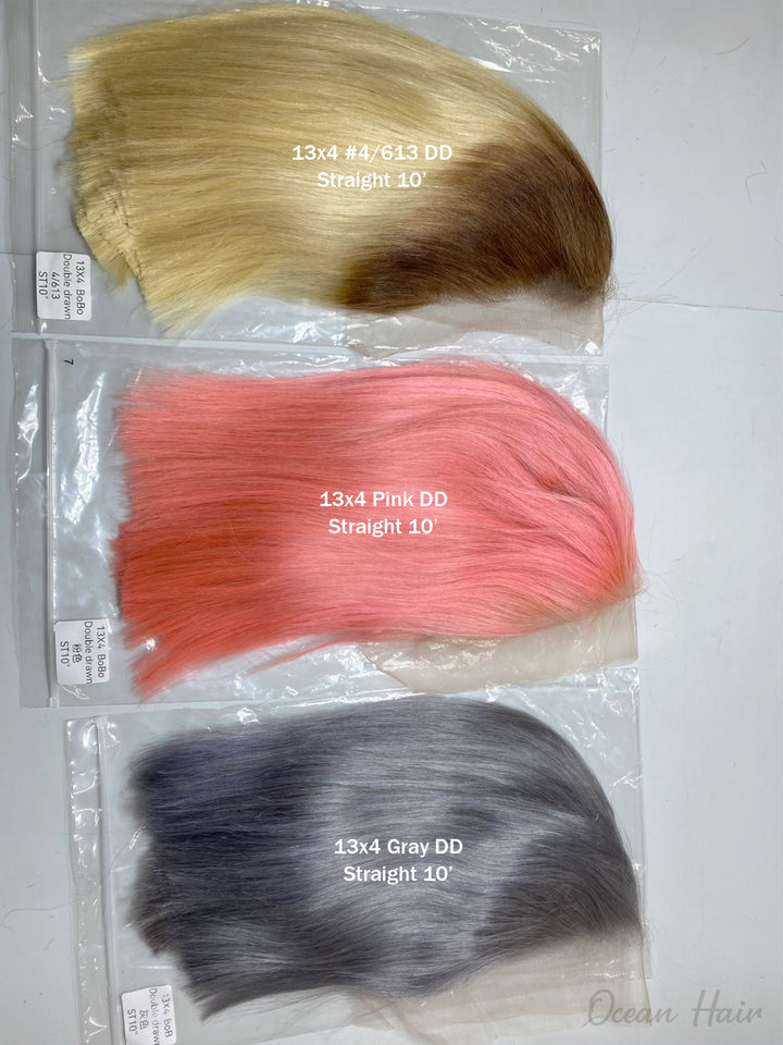 Ocean Hair | Brown to Platinum Blonde Color 13x4 Lace Front Straight Bob Double Drawn Wig 10 Inch