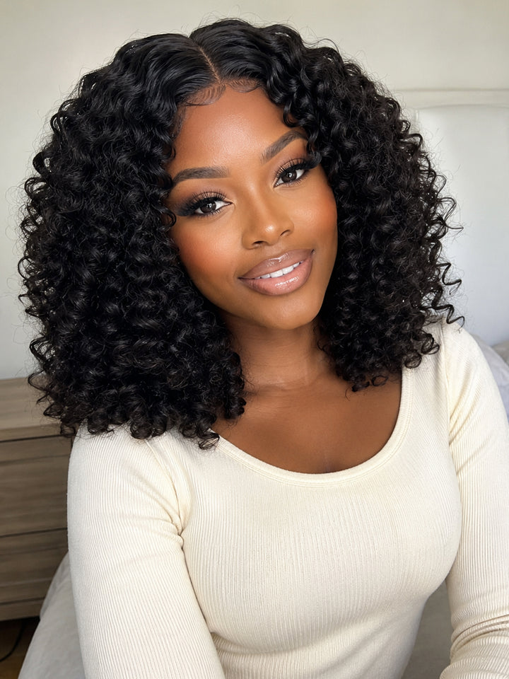 Ocean Hair 4x4 SDD Water Wave Glueless Bob Wig Natural Black Color