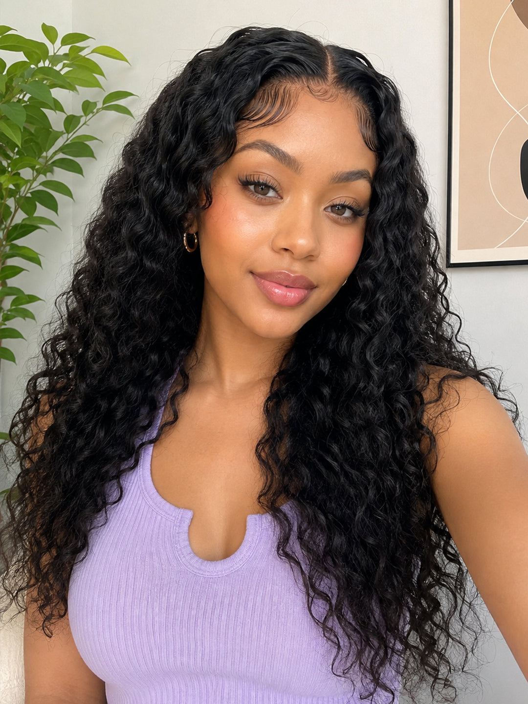 Ocean Hair Water Wave 13x4 Glueless Wig Natural Black Color 18 Inch