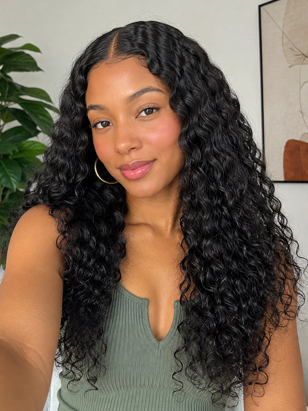 Ocean Hair Water Wave 13x4 Lace Front Wig 1B Black Color Long Hair Wig