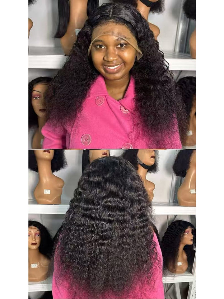 Ocean Hair Water Wave 13x4 Lace Front Wig 1B Black Color Long Hair Wig