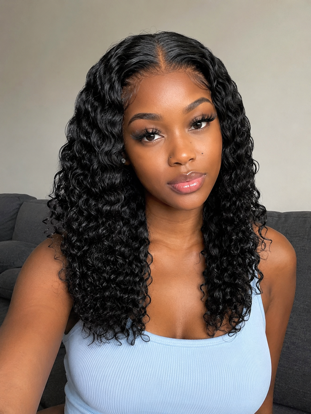 Ocean Hair 13x4 Lace Front Water Wave Wig 22 Inch #1B Natural Black
