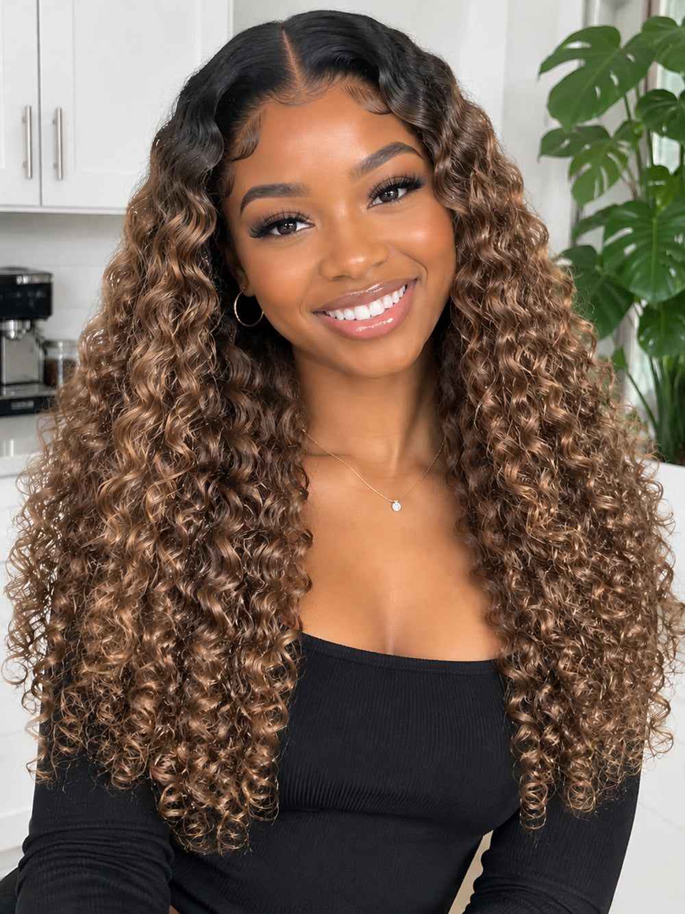Ocean Hair Combo 13x4 Water Wave 24" 1B/Chocolate + DD Straight 8" Wig