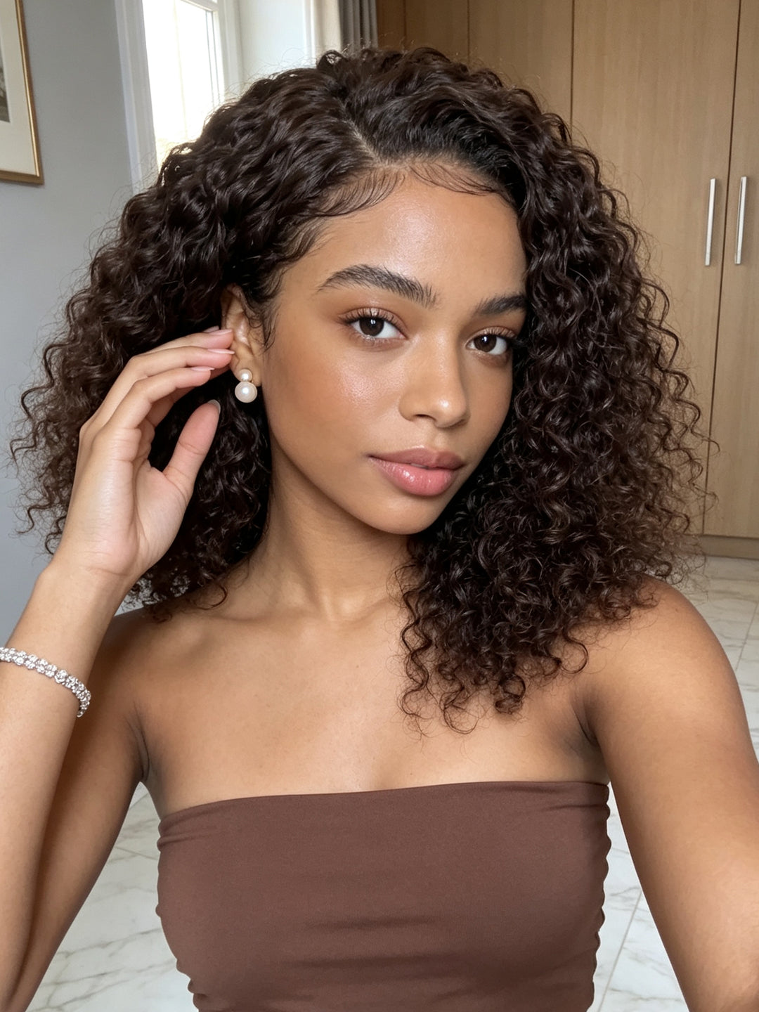 Ocean Hair Water Wave Bob 13x4 Lace Front Wig Brown Color 12 to 14 Inch