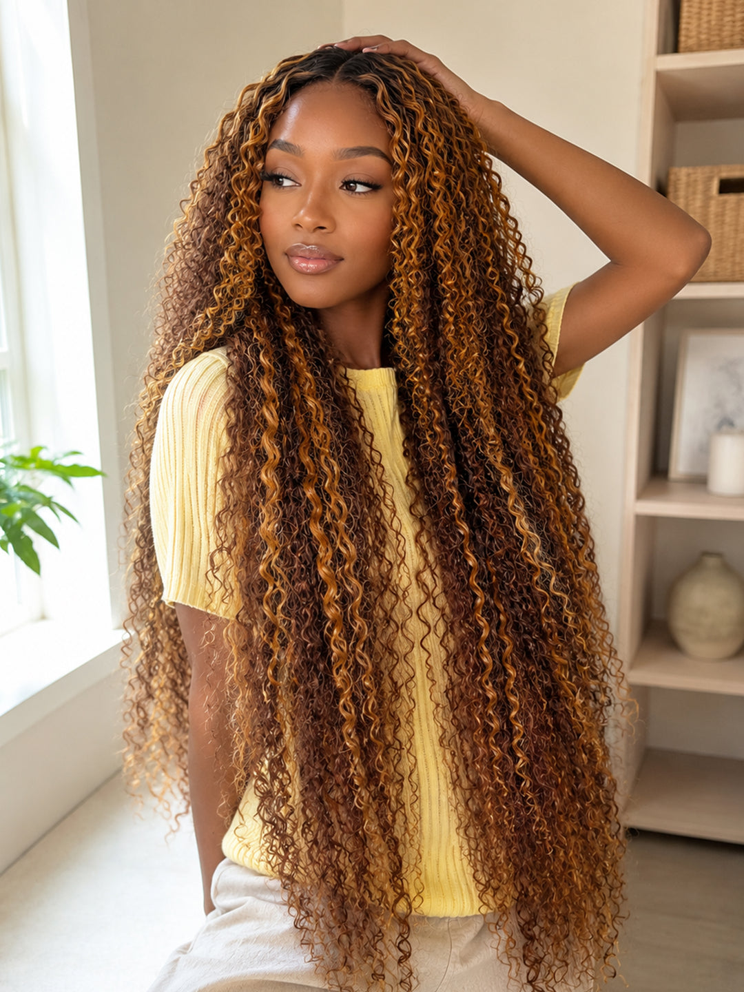 Ocean Hair 13x4 Baby Curl Lace Front Wig #4/27 Color 30 Inch