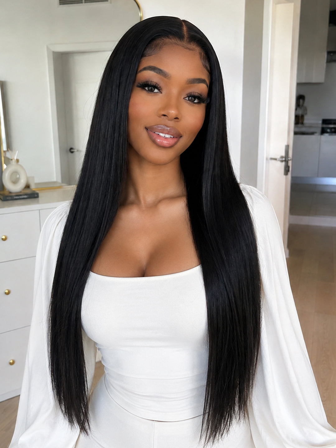 Ocean Hair Donor Raw Hair Straight 13x4 SDD Lace Front Wig 30 Inch Natural Black
