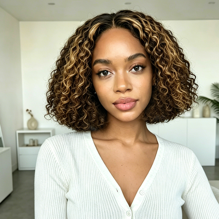 13x4 Lace Front &amp; 4x4 Closure Bob Jerry Curly Wig 