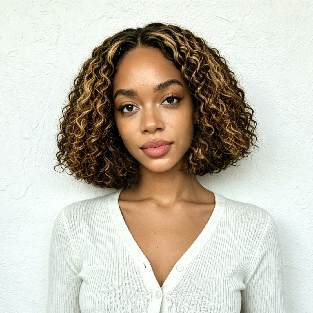 13x4 Lace Front &amp; 4x4 Closure Bob Jerry Curly Wig 