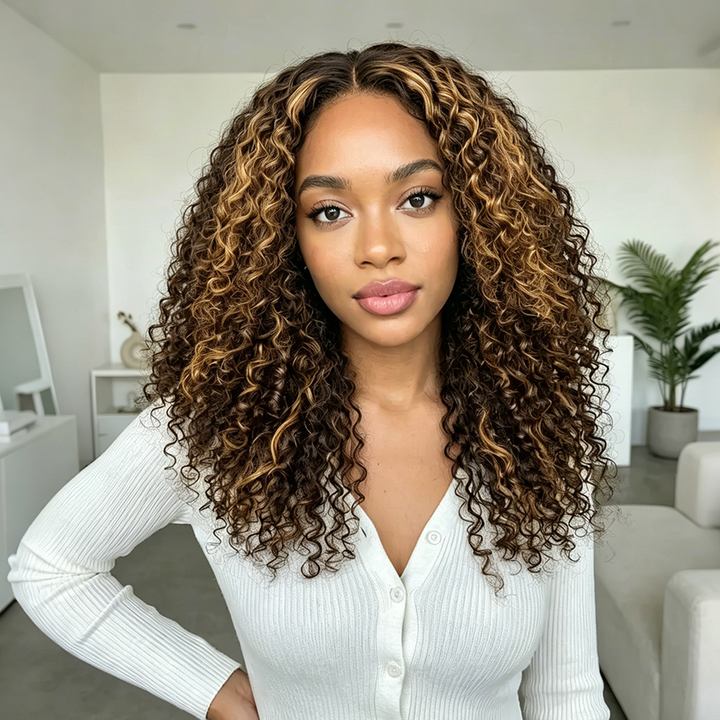 13x4 Lace Front &amp; 4x4 Closure Jerry Curly Wig 