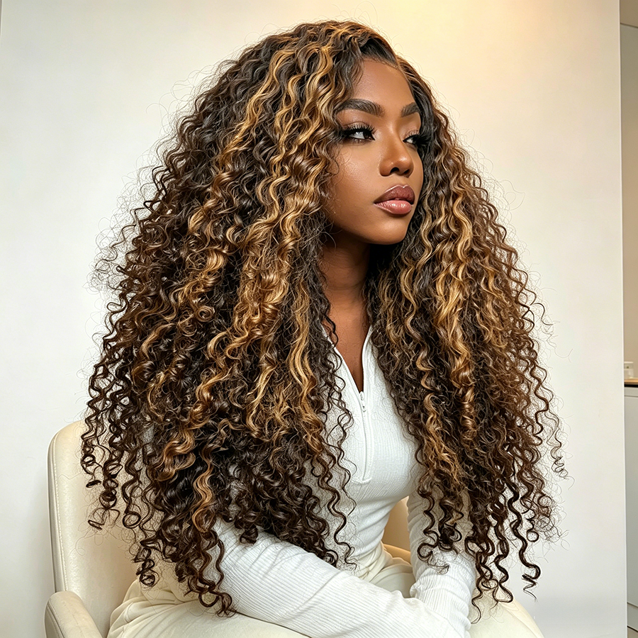 13x4 Lace Front &amp; 4x4 Closure Jerry Curly Wig 