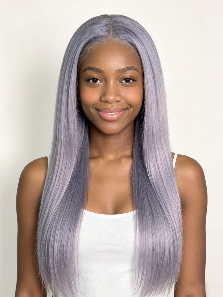 Ocean Hair Straight Lace Front Wig 13x4 Silver Grey 18 Inch SDD Super Double Drawn Hair