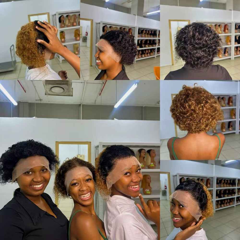 Ocean Hair Defined Water Curl Short Lace Front Wig 13x4 Natural Black Brown Auburn