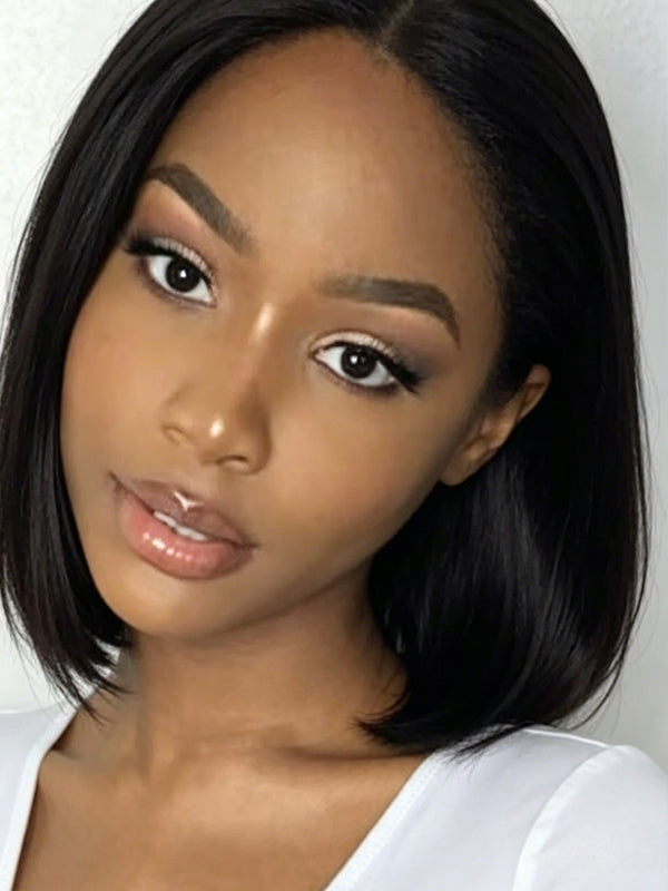Ocean Hair Special Black Straight Bob Lace Front Wig 13x4 Double Drawn