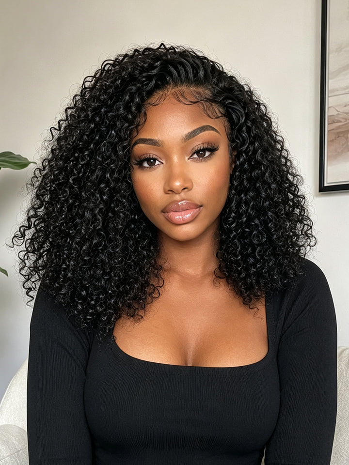 Ocean Hair 13x4 Jerry Curl Lace Front Wig Natural Black 12–16 Inch